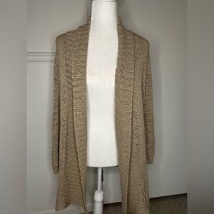 Chico's Tan Cable Knit Cardigan Sweater size 1 or small